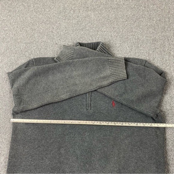 Vintage Polo by Ralph Lauren 100% Cotton Grey Quarter Zip Sweater Men’s Sz S-Med - Picture 7 of 10